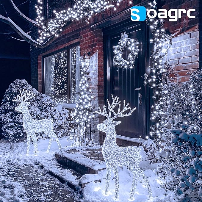 Christmas Lights Indoor Outdoor Waterproof, 66FT 200 LED 8 Modes Cool White Light String Lights for House Decorations, Ideal for Christmas Trees, Wedding, and Party
