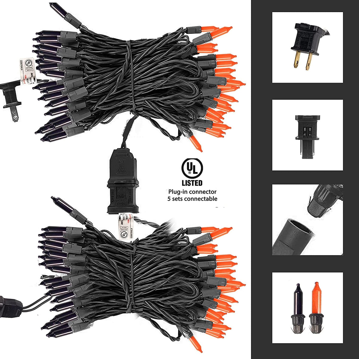 TW SHINE Purple and Orange Halloween Lights, 20FT 100 Count Incandescent Mini String Lights, Waterproof Halloween Decorations for Outdoor Indoor Patio Home Party Garden Yard Decor