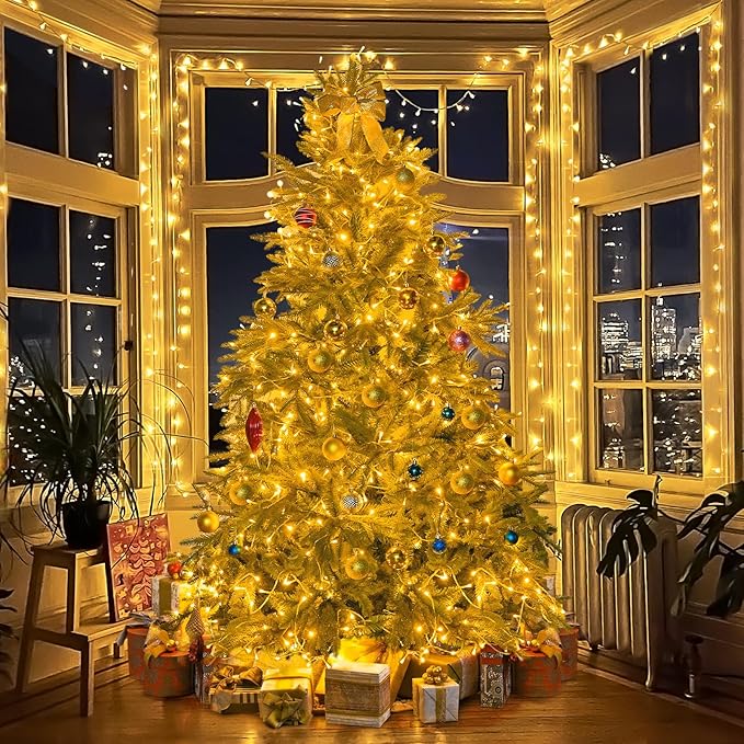 JMEXSUSS 168FT 600 LED Christmas Lights Outdoor Waterproof 8 Modes Warm White Christmas Tree Lights Plug in String Fairy Lights for Outside Indoor for Bedroom Wedding Party Holiday Xmas Decorations