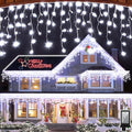 1296 LED 131FT Christmas Lights 288 Drops, Outdoor Hanging lights with 8 Modes & Timer, Plug in Curtain String Light Outdoor Waterproof for House Tree Holiday Wedding Party Outside Decor (Cool White)