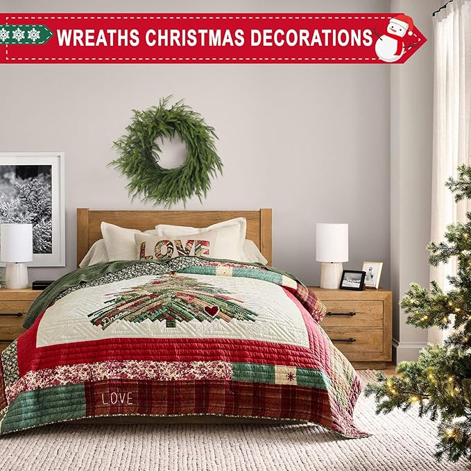 24 Inch Real Touch Christmas Wreath, Natural Droopy,Soft Bendable Winter Wreaths for Front Door, Christmas Wreaths for Front Door, Cedar Wreath, Indoor Christmas Decorations Outdoor for Home Decor