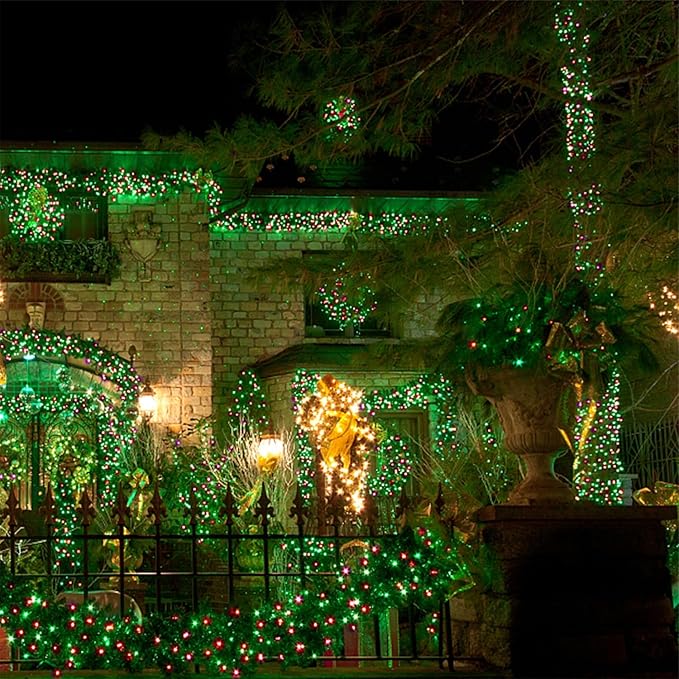 WATERGLIDE 1000 LED Christmas String Lights, 328 FT Green Wire LED Decorative Fairy Lights with Remote & 8 Modes, Waterproof for Outdoor Xmas Holiday Party Garden Wedding Home Decor, Red & Green