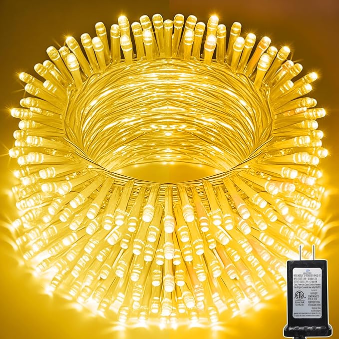 114 FT 350 LED String Lights Outdoor Indoor, Christams String Lights Waterproof 8 Modes & Timer, Fairy Lights Plug in for Bedroom, Weeding, Patio, Party, Holiday,Christmas Decor（Warm White）