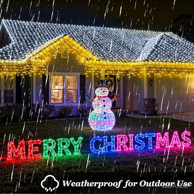 670 LED Christmas Lights Outdoor, 66ft Warm White String Lights Indoor with 148 Drops 12 Modes, Dimmable Curtain Window Lights, Waterproof Twinkle Fairy Lights with Timer for Christmas Decorations
