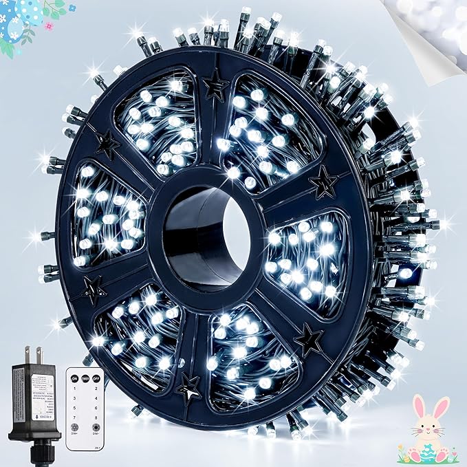 JMEXSUSS 400 LED White Christmas Lights Outdoor Decorations, 132ft Christmas Tree Lights with Remote, Indoor String Light Plug in for House Xmas Bush Decor