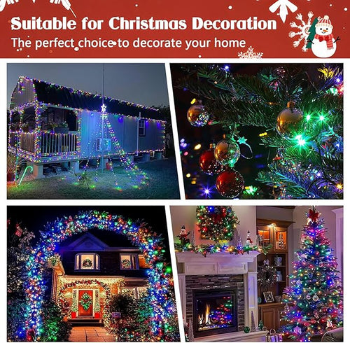 2-Pack Connectable Christmas Lights Outdoor, Total 164FT 400LED Christmas String Lights Waterproof with 8 Modes & Timer, Green Wire Twinkle Lights for Xmas Tree Decorations Outdoor Indoor, Multicolor