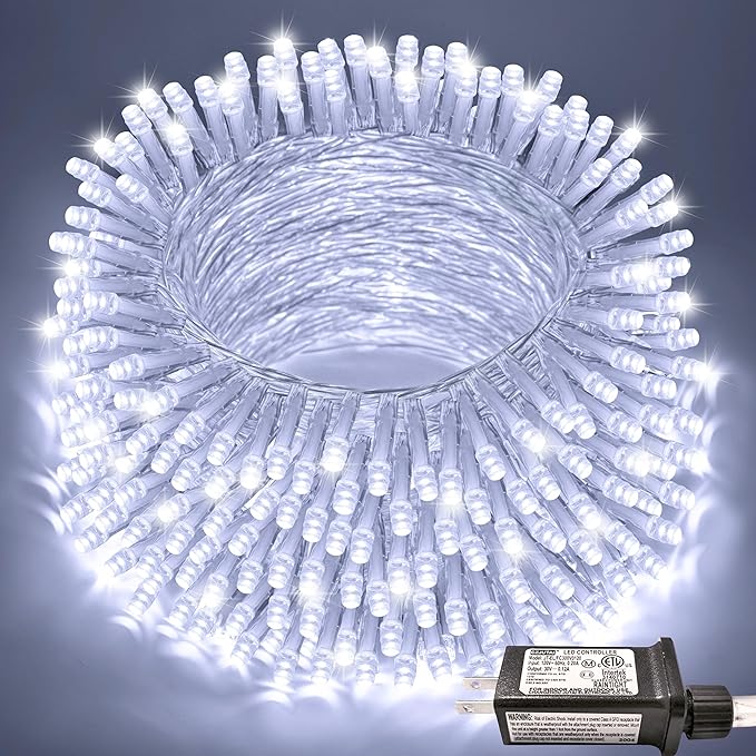 JMEXSUSS 66ft 200 LED White Christmas Lights Indoor Outdoor, Connectable String Twinkle Lights Outdoor Clear Wire Plug in for Bedroom House Fireplace Christmas Tree Decoration