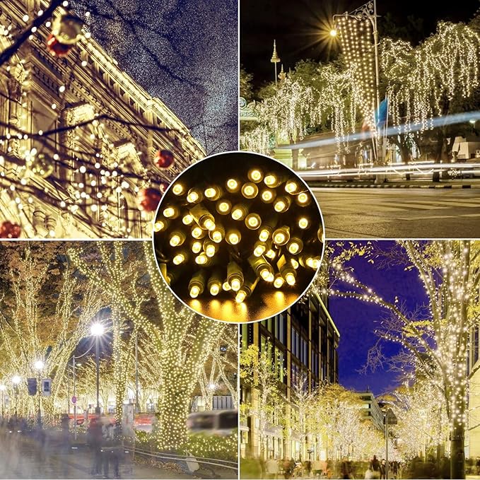 100 Counts Warm White LED Christmas Lights – 50ft 5mm White Christmas Lights Outdoor Commercial Grade Waterproof, Indoor Christmas Tree Decorations, Green Wire Mini String Lights, UL, IP:65