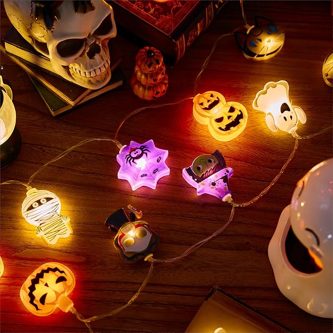 LOLStar Halloween String Lights Decorations, 9.8FT 20 LED Halloween Fairy Lights, Battery Operated (Not Included) with Timer Function and 8 Flashing Modes, Cute Booday Lights 2025 Home Indoor Decor