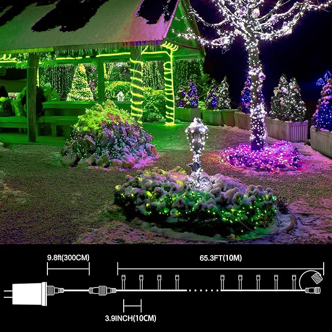 LAMPHOME 33ft Christmas Decorative St. Patrick's Day Mini String Lights, 100 LED Transparent Wire Fairy Starry String Lights Plug in, 11 Lighting Modes for Indoor Outdoor Xmas Tree (Green)