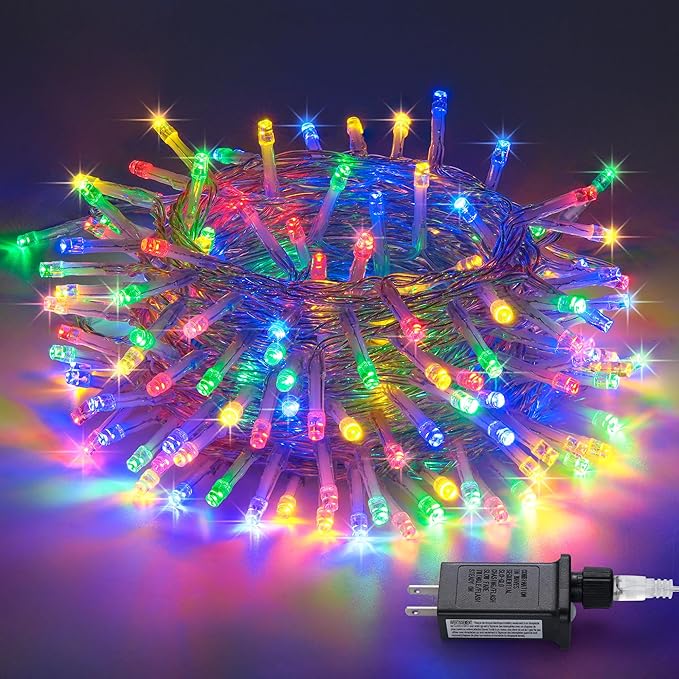 JMEXSUSS 300 LED Multicolor Christmas Tree Lights 8 Modes Colored String Lights Indoor Outdoor Multicolor Christmas Decor Lights Plug in for Christmas Tree Room Party Decoration