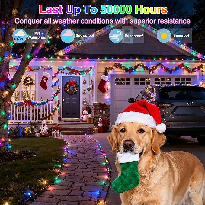 350LED Christmas Lights Indoor Outdoor, 90ft 12 Modes Multicolor LED String Lights with Timer Dimmable, Waterproof Tree Lights for Xmas Patio Yard Fence Bedroom Wedding Garden Decor Multicolor