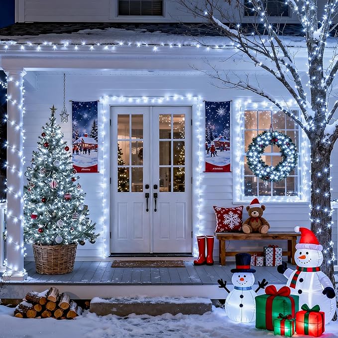 JMEXSUSS 66ft 200 LED White Christmas Lights Indoor Outdoor, Connectable String Twinkle Lights Outdoor Clear Wire Plug in for Bedroom House Fireplace Christmas Tree Decoration
