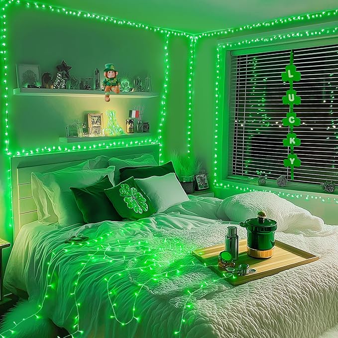 JMEXSUSS Green Christmas Lights Clear Wire, 66ft 200 LED Green Lights for Christmas Decor, Connectable Evergreen String Light Indoor Outdoor for Christmas Tree Home Garden Xmas Decorations