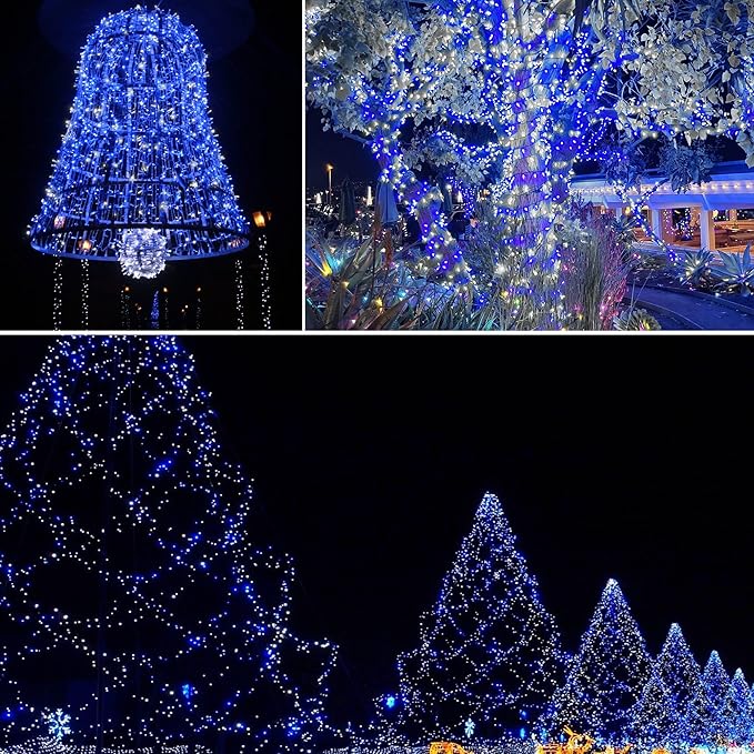 weillsnow Outdoor Christmas Decoration,66 FT 200 LED String Lights with Timer Memory Function,Plug in Waterproof Fairy Lights for Indoor Outdoor Home Room Garden Christmas Party Decor(Blue&White)