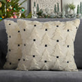 4TH Emotion Christmas Trees Decorative Pillow Covers 18x18 Set of 2, Beige Soft Plush Faux Fur Farmhouse Throw Cushion Cases for Xmas Winter Holiday Home Decor
