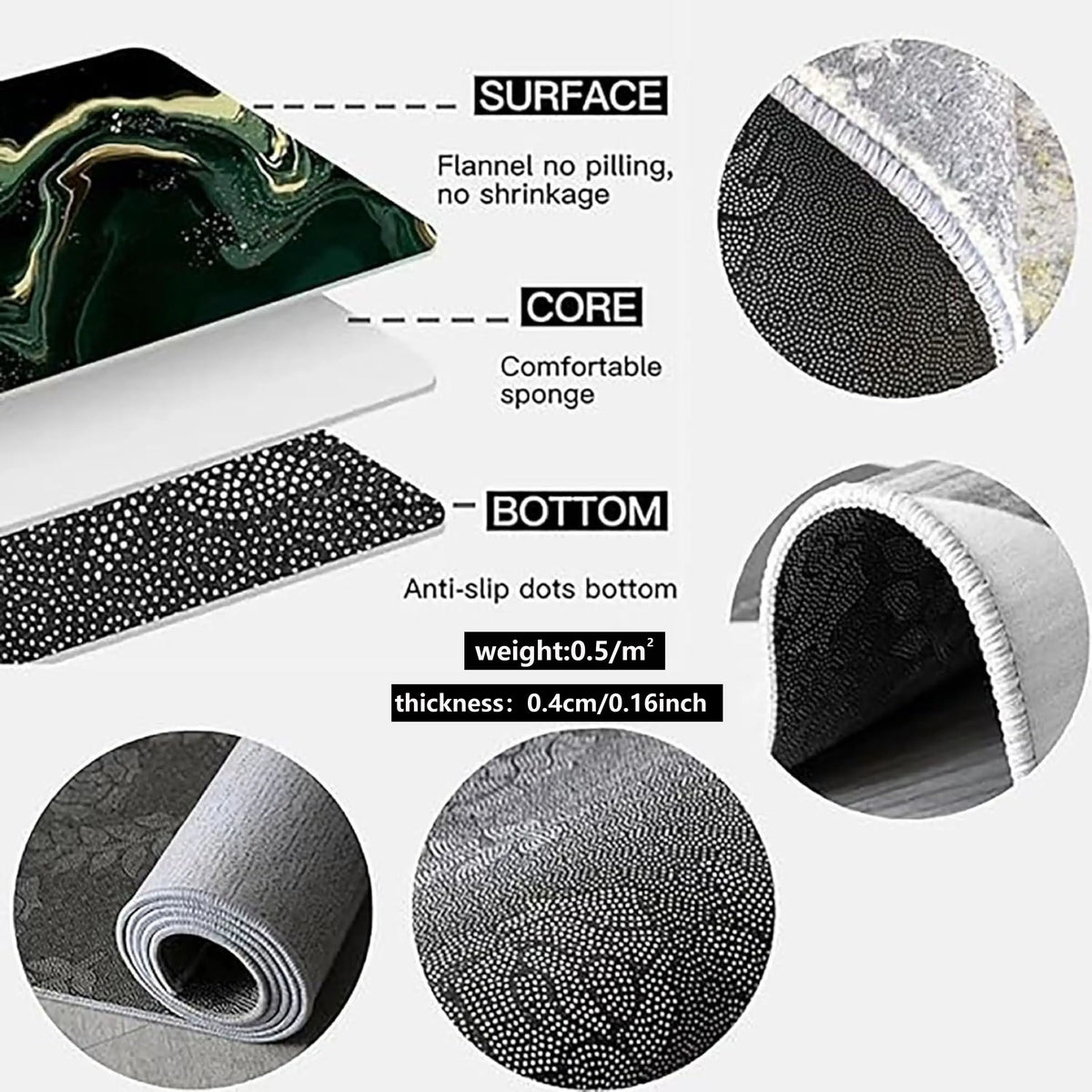 VIKAMA 1/2pcs Kitchen Floor Mat, Anti-Slip And Easy To Maintain, Home Decoration, Entrance Porch Carpet, Living Room Floor Mat