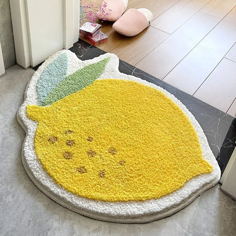 VIKAMA Little Fresh Fruit Special Imitation Cashmere Carpet Warm Machine Washable Bathroom Door Carpet Porch Mat Home Decor