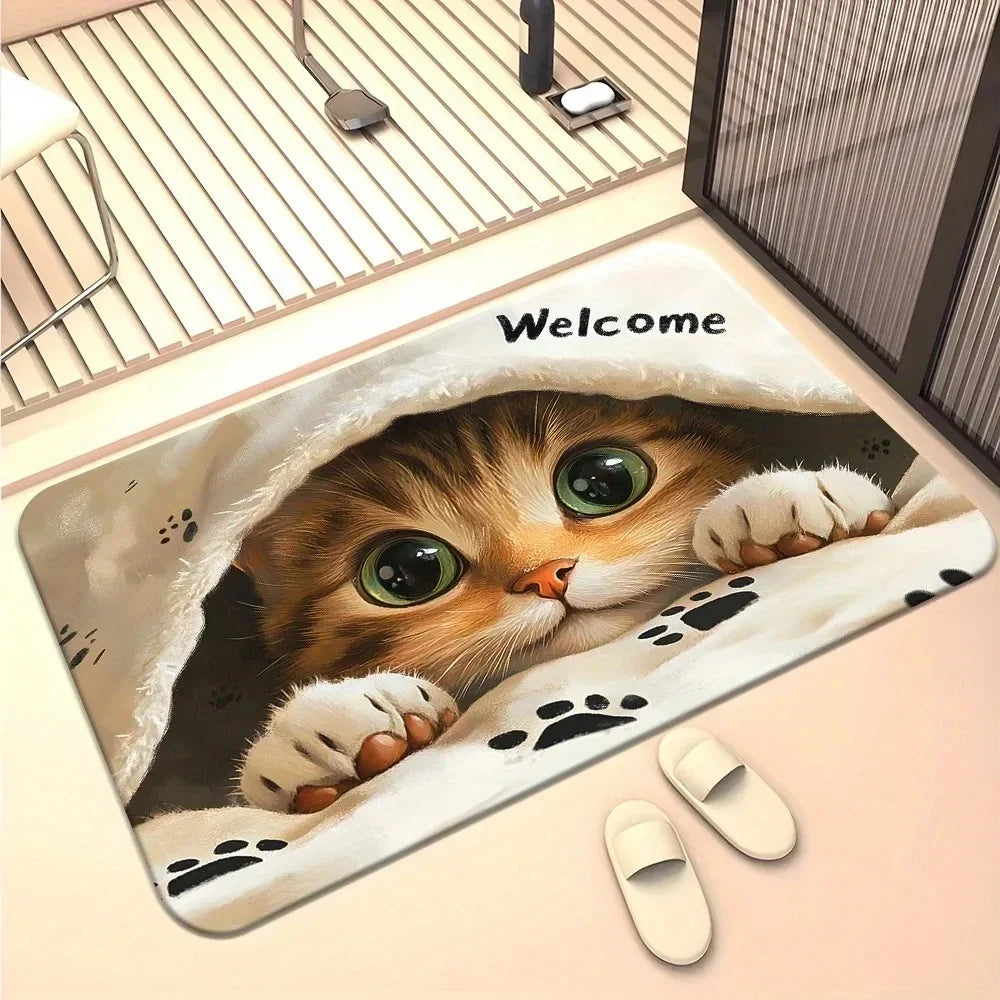 KittenThemed Door Mat Is Anti Slip and EasyTo Clean Home Decorations Can Be Placed At The Entrance of The Bathroom or Bedroom