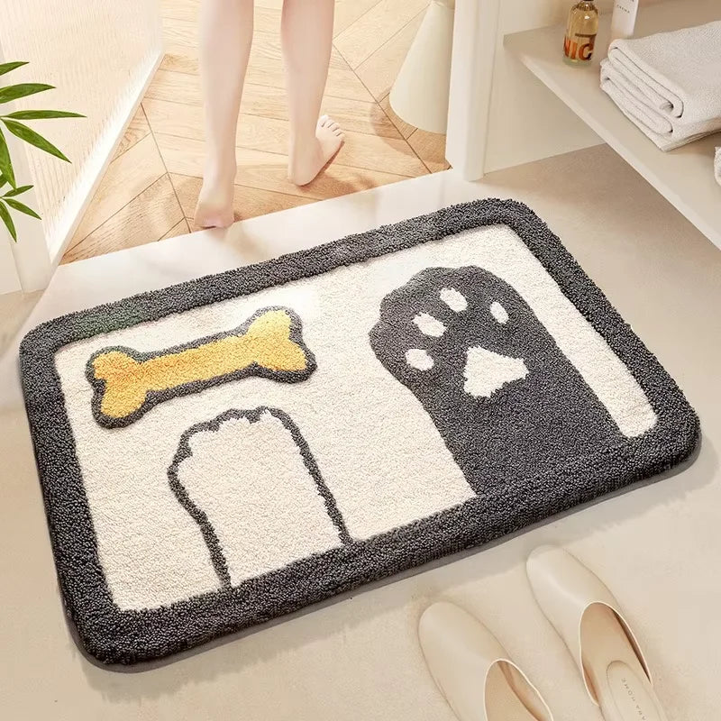VIKAMA Cute Rabbit Carpet Bathtub Carpet Non-Slip Absorbent Bathroom Mat Dust-Proof Easy To Clean Doormat Rug For Bedroom
