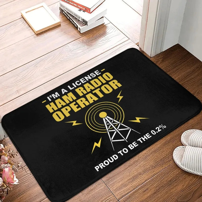 Licensed Ham Retro Radio Operator Doormat Anti-Slip Kitchen Bath Mat Living Room Door Mat Floor Entrance Carpet Rug Doormat