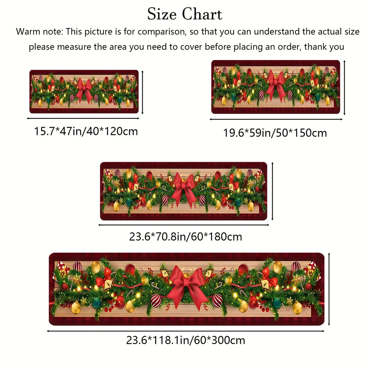 VIKAMA Christmas Carpet Long Carpet Hallway Rug Soft Living Room Carpet Rug For Bedroom Doormat Welcome Mat Christmas Decoration