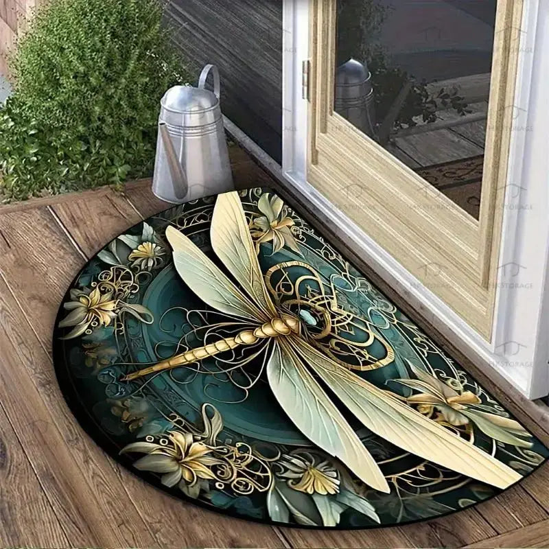 VIKAMA Butterfly Pattern Welcome Door Mat Semi-Circular Anti-Slip Entrance Mat Kitchen And Bedroom Carpet Home Decoration