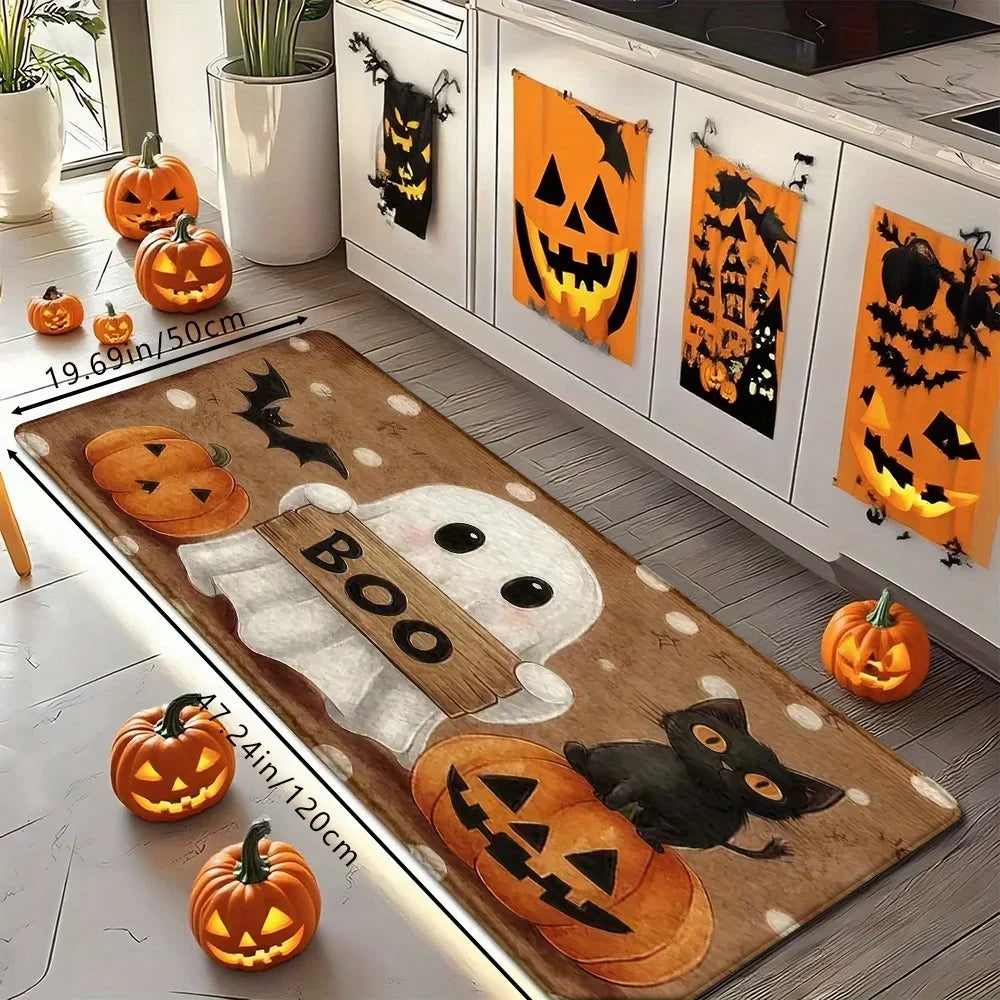 VIKAMA Halloween Pumpkin Ghost Carpet Kitchen Rug Bathroom Carpet For Live Room Sofa Carpet Doormat rmat Bedside Rugs Home Decor