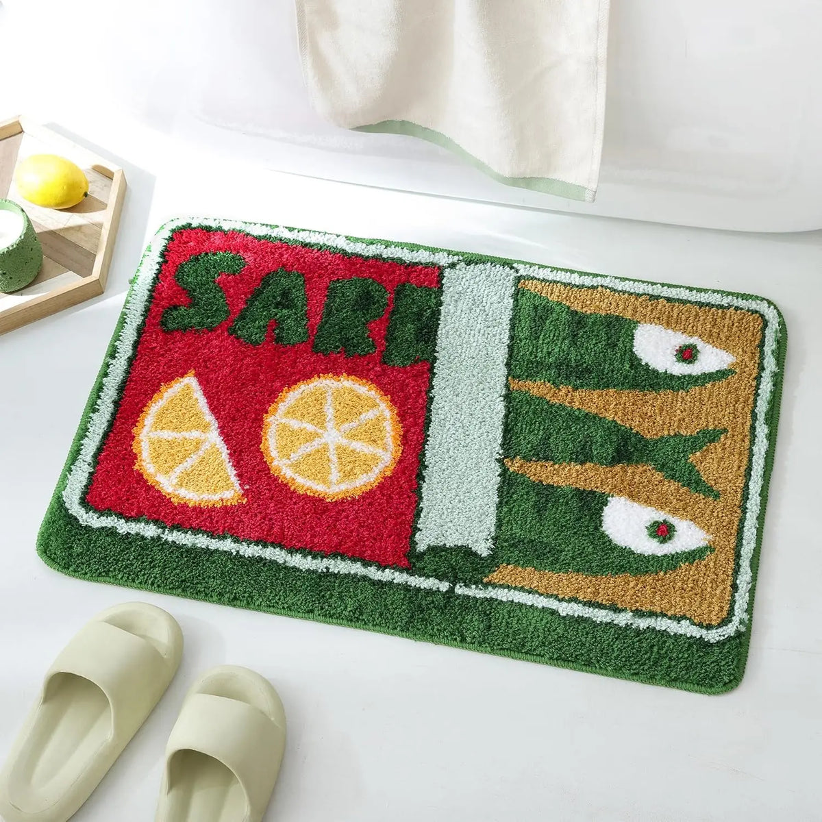 VIKAMA Cartoon Sardine Floor Mat, Soft and Non-slip, Kitchen and Bathroom Mat, Sofa and Bedroom Carpet, Home Decoration
