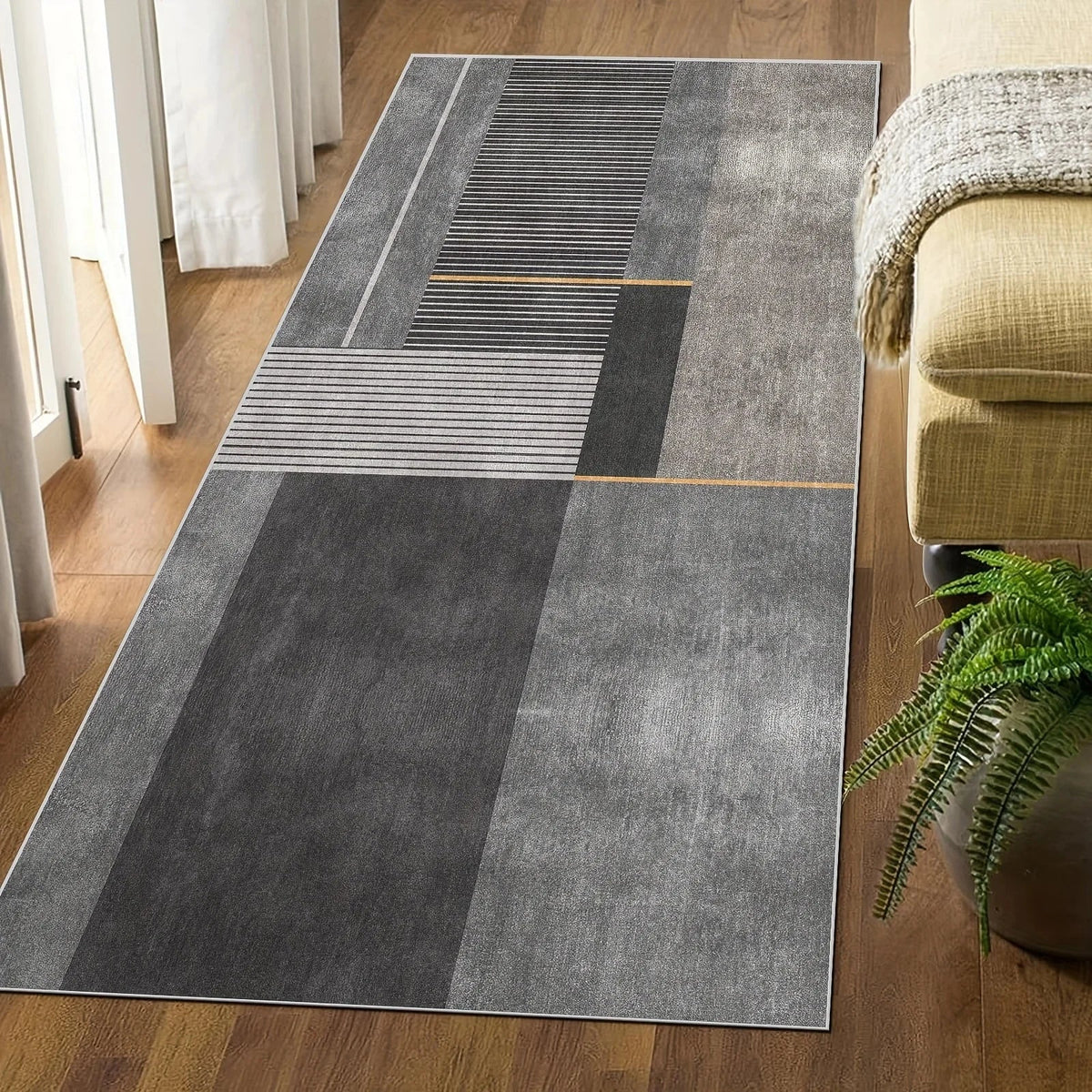 VIKAMA Minimalist Geometric Rugs Ideal For Hallways, Kitchen Mats, And Entrance Hall Doormats Durable And Easy-Care Home Décor
