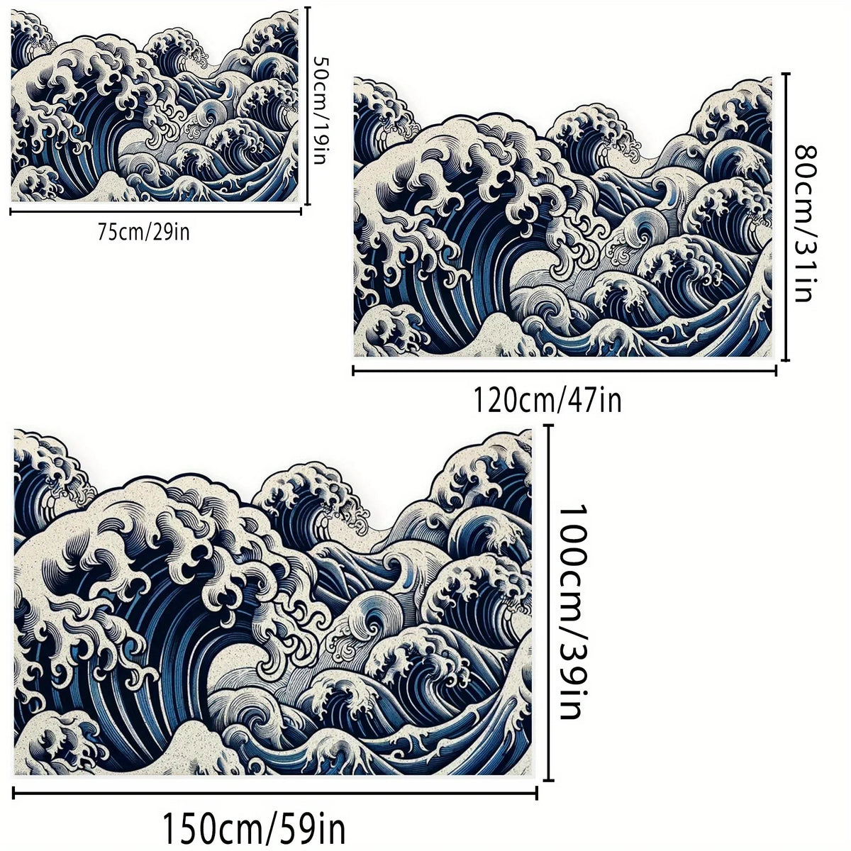 VIKAMA Art Wave Pattern Floor Mat, Anti-Slip And Absorbent, Soft. Home Decoration Carpet In The Entrance, Bathroom Area.