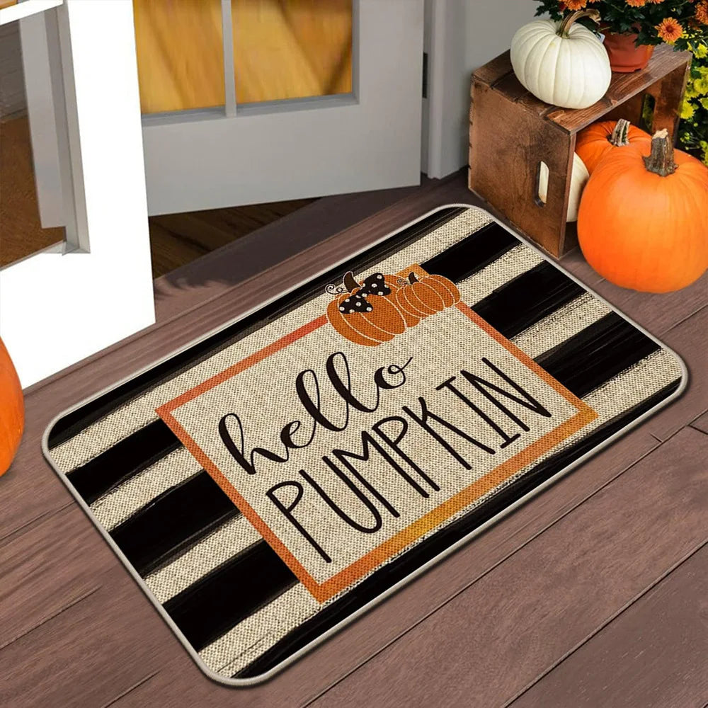 VIKAMA Halloween Autumn Door Mat Thanksgiving Welcome Mat Indoor/Outdoor Anti-Slip Carpet Home Decoration