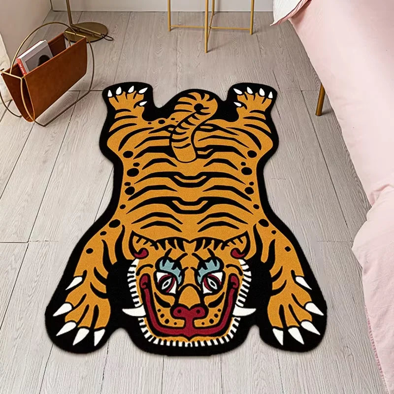 VIKAMA Domineering Tiger Carpet Personality Shaped Doormat Rug For Bedroom Living Room Floor Mat Machine Washable Home Decoratio