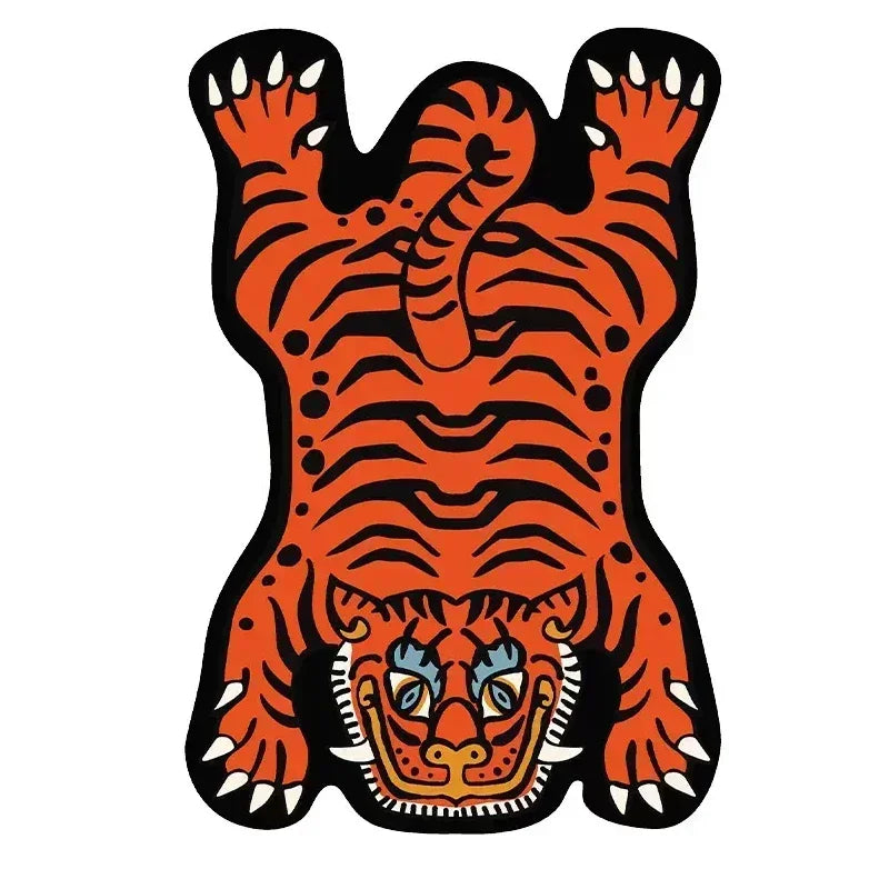 VIKAMA Cartoon Shaped Tiger Carpet Living Room Children's Bedroom Bedside Rugs Home Decor Non-Slip Kitchen Balcony Floor Mats