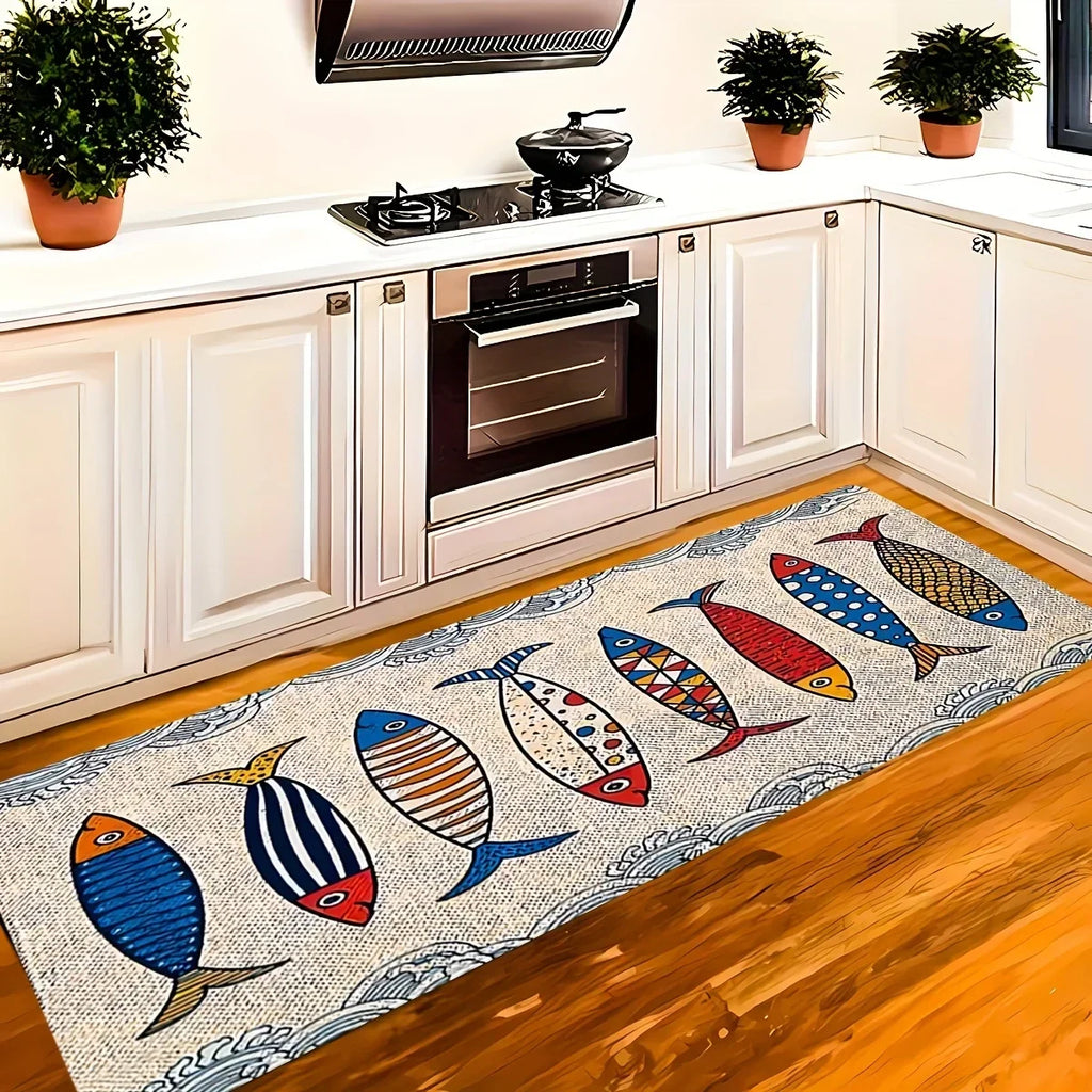 VIKANA Creative Floor Mat Fish School Carpet Kitchen Rug Long Carpet Soft Rug For Bedroom Door Mat Living Room Carpet Home Decor