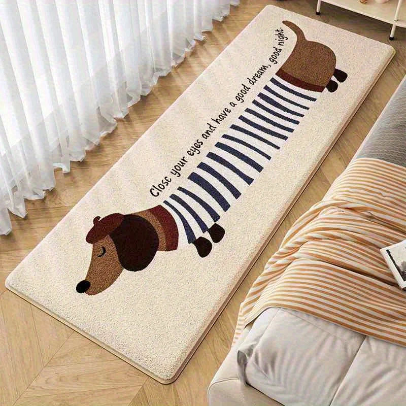 VIKAMA Long Dog Carpet Bedroom Bedside Rugs Bay Window Mat Living Room Carpet Cute Door Mat Absorbent Bathroom Carpet Home Decor
