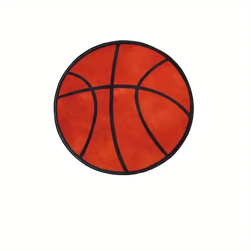 VIKAMA Basketball Pattern Round Rug Non-Slip Washable Home Decor Living Room Sofa Decor Boys Bedroom Plush Floor Mats