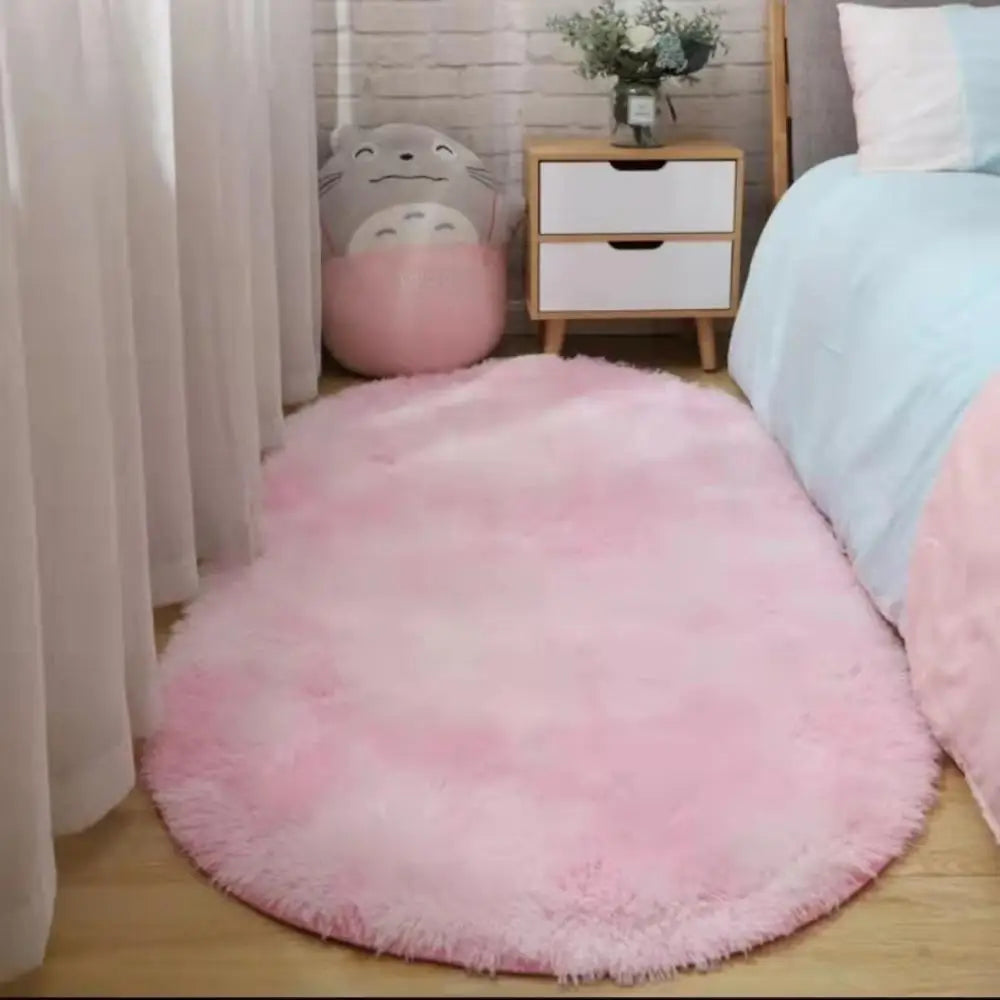 VIKAMA Soft Bedside Carpet Oval Carpet Girl Rug For Bedroom  Carpet For Live Room Winter Warm Floor Mat Doormat Home Decoration