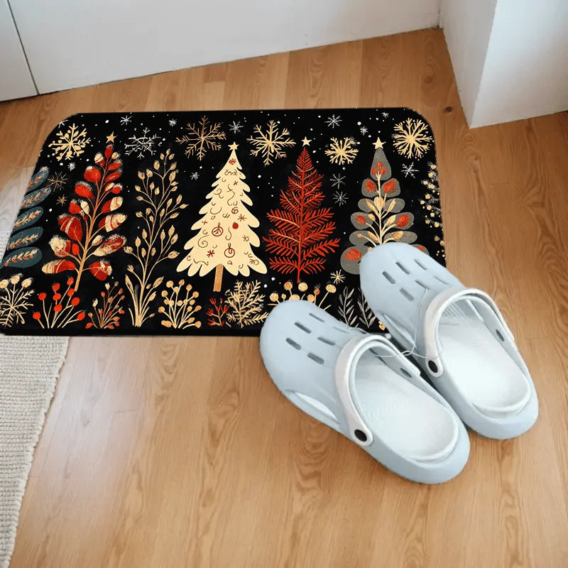 VIKAMA Christmas Carpet Christmas Tree CarpetKitchen Rug  Long Carpet Absorbent Doormat Carpet For Live Room Sofa Floor Mat